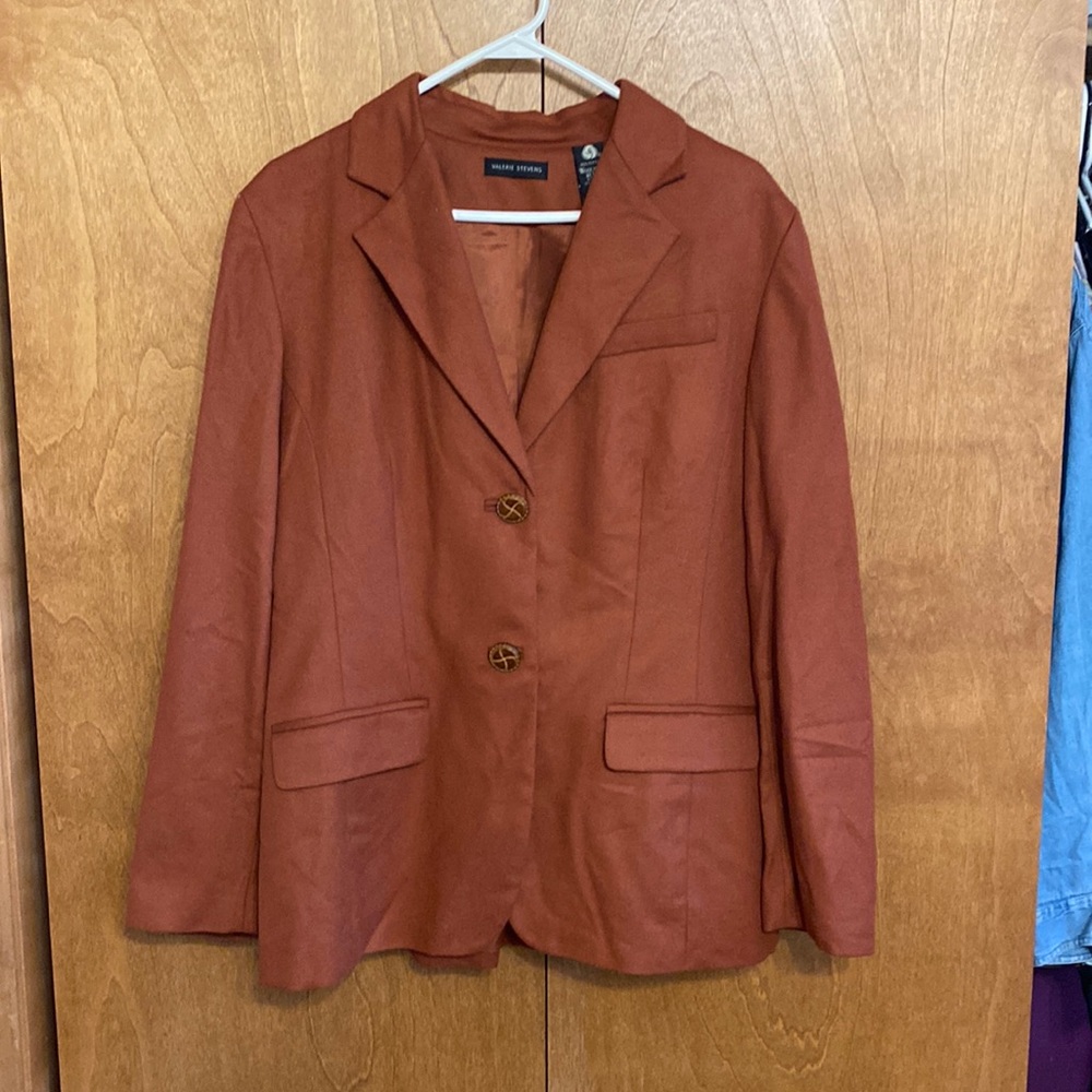 Valerie Stevens brown wool cashmere blazer size 12